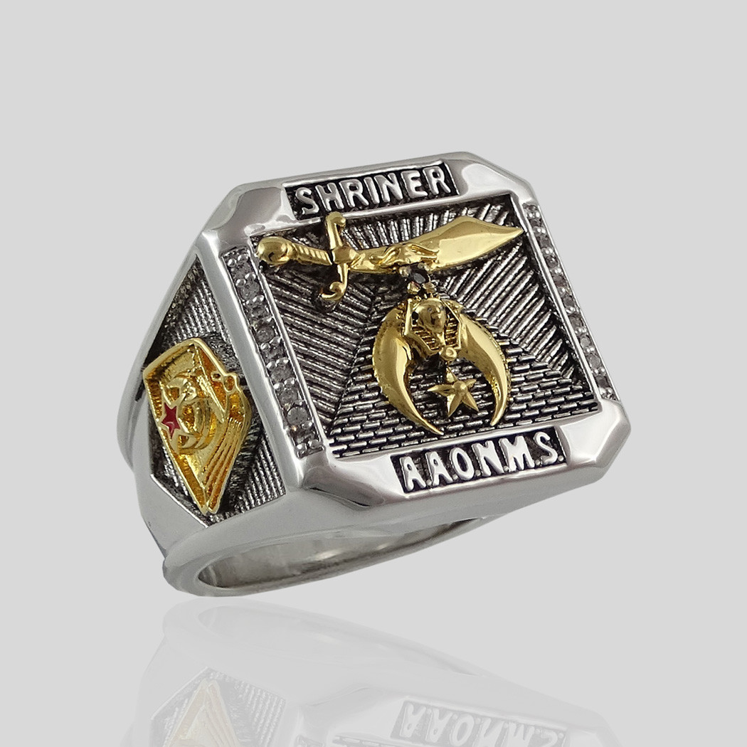 く*な様 SHRINE LOGO RING 16号 Masonic Shriner Scottish Rite 32 Degree Ring 18K Gold Plated