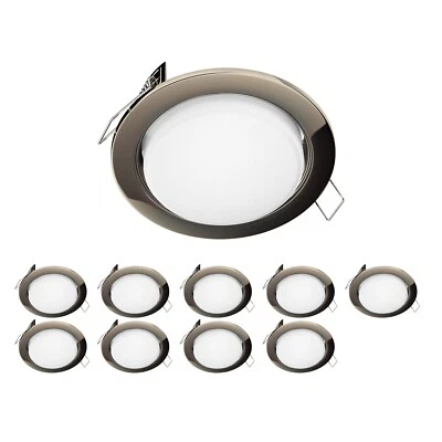 10x Plafón empotrable ZOBE cromo-negro brillante redondo 107mm Ø 1x GX53 max. - Imagen 1 de 4