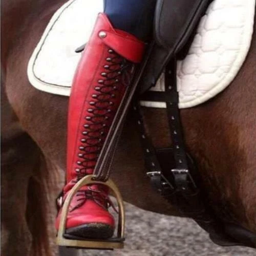 Hot Women Boots Knee High Stacked Heels Leather Tall Riding boots