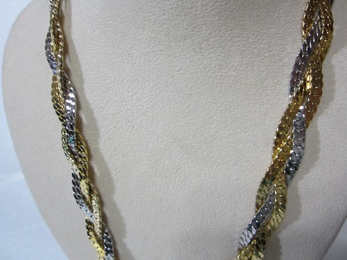 Morris Moskowitz Kette Gürtel Gold Silber Twist geflochten Vintage Metallglied signiert MM - Bild 10 von 17