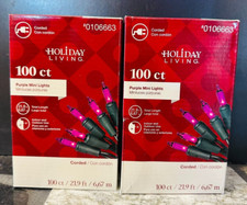 CHRISTMAS/HALLOWEEN MINI LIGHT SET 100-Ct PURPLE Indoor/outdoor Use - Lots of 2