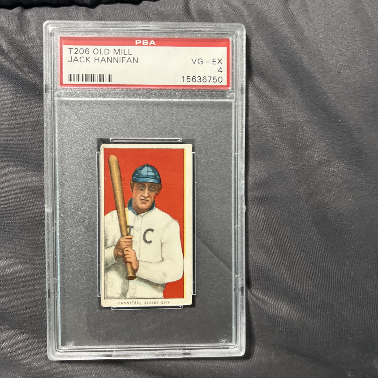 1909-11 T206 Old mill Beauty Jack Hannifan Hannifin PSA 4 Jersey City New York G