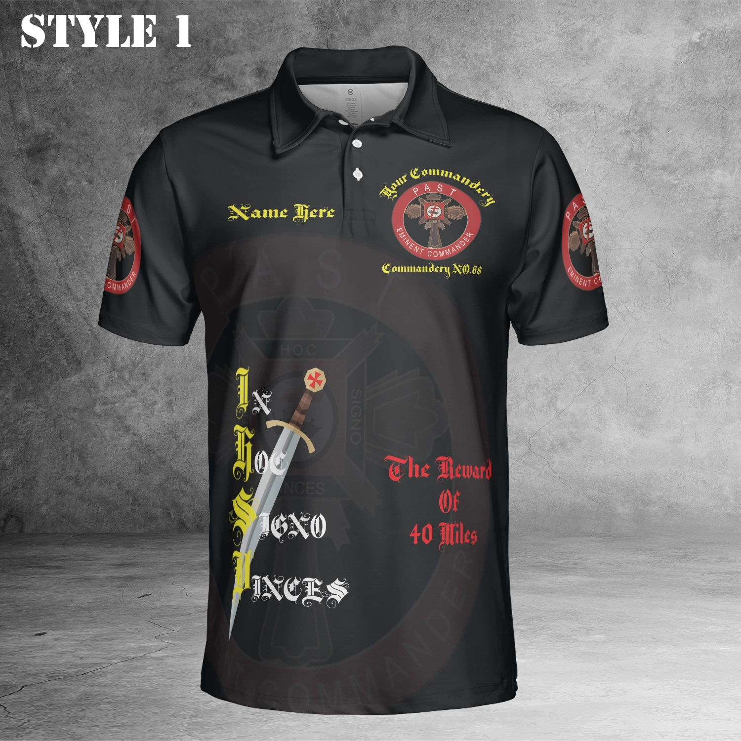 Customize Name Masonic Knights Templar Past Eminent Commander 3D Polo