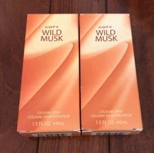 2 Coty Wild Musk Cologne Spray 1.5 oz