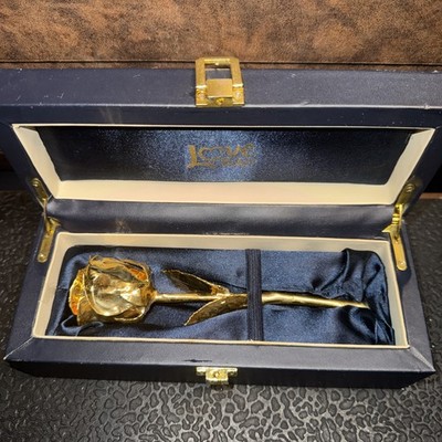 Vintage 24k Gold Dipped Rose Love Picker/ Display Case