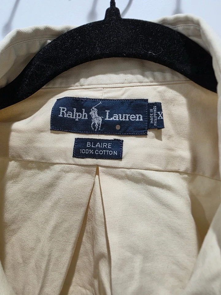 Ralph Lauren Button Down Shirt Mens XL Cream Blake Oxford Pony Logo Preppy - Image 2 of 4