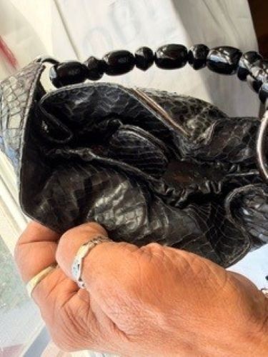 Christian Dior python skin beaded handle malice b… - image 7