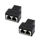 2Pack RJ45 Splitter Adapter 1 to 2 Ways Dual Female Port CAT5/CAT 6 LAN Ethernet