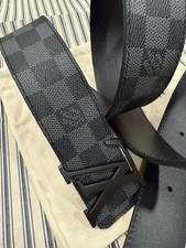Louis Vuitton Black Buckle Damier Graphite Leather Men's Belt 110cm Fits 38-40 w