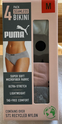 PUMA Womens Seamless Bikini Panties  Size M  4-pack  NEW