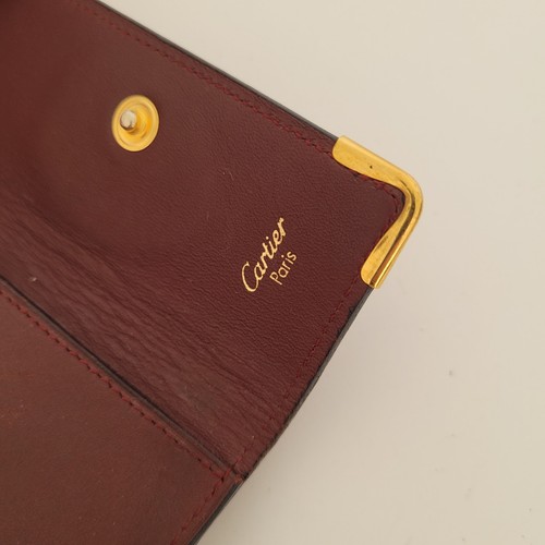 Cartier 4 Schlüsselhaken Etui Geldbörse rot bordeaux burgund kleines Logo Dreifachfaltung - Bild 4 von 8