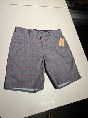 Brixton Shorts Men s 32 Blue Red Plaid Choice Reg Fit Hiking Outdoors Cotton