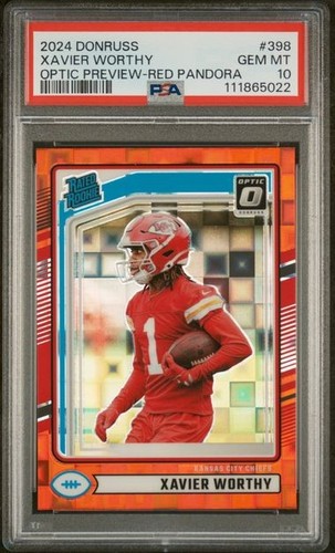2024 Donruss Xavier Worthy Optic Rated Rookie Preview Red Pandora 398 PSA 10 GEM
