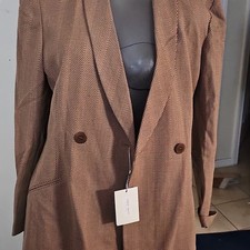 Giorgio Armani Le Collezioni Brown Wool Tweed Double-Breasted Blazer 42