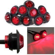 10x 34 12v Marker Lights Led Bullet Red Truck Trailer Rv Round Side Lamp