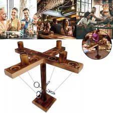 Hook and Ring Toss Battle Game Handmade Wooden interactive Drinking Games Toy