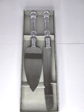 Lushig Wedding Cake Knife and Server Set Silver Acrylic Faux Crystal Handles