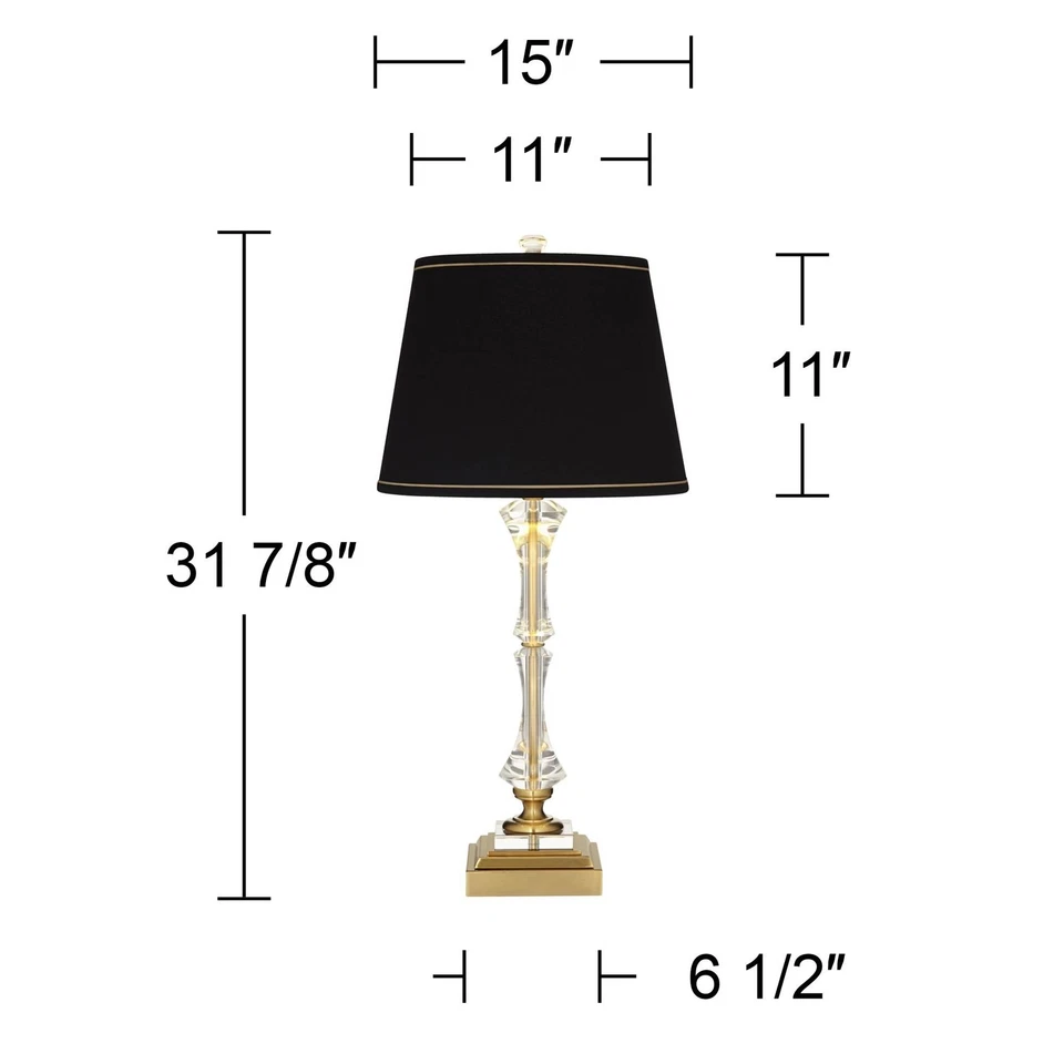 Stiffel Windsor 32" Gold and Crystal Traditional USB Table Lamp - Image 4 of 4