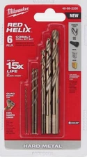 Milwaukee 48-89-2330 Cobalt Drill Bit Set Red Helix Hard Metal  6 Pc
