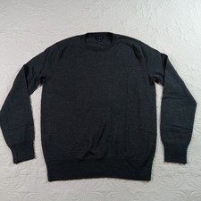 J. Crew Sweater Mens M Wool Acrylic Charcoal Gray Lightweight Preppy Classic EUC