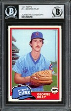 George Riley Signed 1981 Topps Rookie Card #514 Chicago Cubs Beckett #12306798. rookie card picture