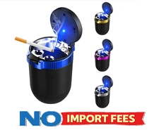 Ohleats Car Ashtray with Lid, Detachable Stainless Steel Ash Tray with LED Blue