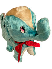 Vintage Blue Plush Elephant Stuffed Animal 14' Heavy Firm Unknown Maker Rare