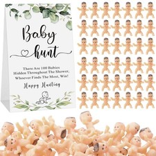 101 Pcs Baby Shower Games Include Paperboard Baby Hunt Sign 100 Mini Plastic ...