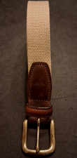 Vtg Size 40 Dockers Leather Tab Canvas Belt W/ Brass Buckle 2571