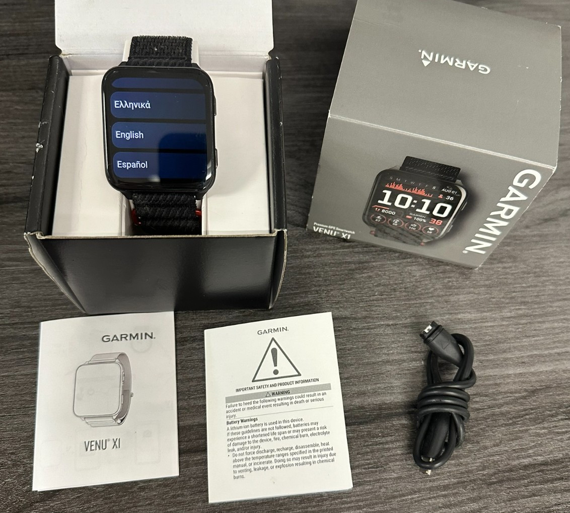 Reloj inteligente Garmin Venu X1 41 mm negro (GPS) con correa de nailon negra titanio fitness