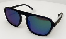 Knockaround Pacific Palisades Sunglasses   Black Frame with Blue Mirror Lenses
