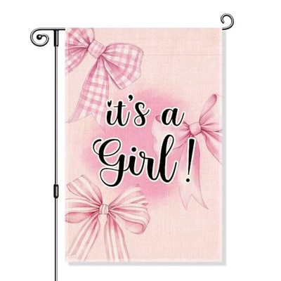 It's a Girl boy Garden Flag, Birth Announcement Yard Sign for Outside, Pink2
