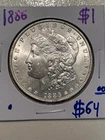 1886 $1 Morgan Dollar -FREE SHIPPING-