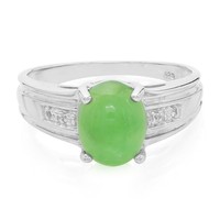Cavill Damenring 925 Sterling Silber Oval Chrysopras 1,03Ct Topas Weiß