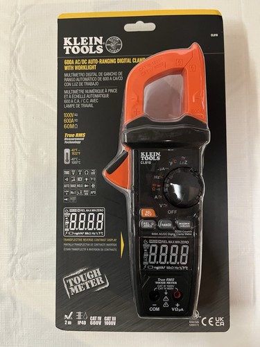 KLEIN TOOLS (CL810) AC/DC Auto Ranging Digital Clamp Meter 600A - Picture 1 of 2