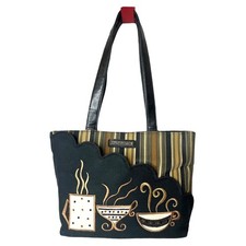 Borsa a mano Longaberger borsa a tracolla tazza caffè borsello a tema nero marrone oro vintage