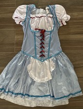 The Wizard of OZ Dress Costume Blue Gingham Check Red Glitter Trim Size S