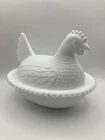 Vintage Indiana Glass - Hen On Nest - Milk Glass - White