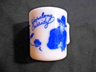 Vintage 1950's Hopalong Cassidy Blue Milk Glass 3" Tall Mug Cup  / LOOK!