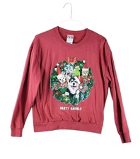 IML Isaac Morris Christmas Sweatshirts Party Animals Dogs with Festive Lights L