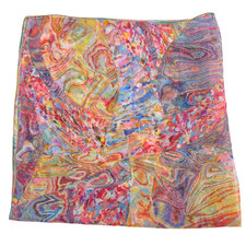 Vtg Abstract Watercolors Pastels 21" Square Scarf Lightweight Semi Sheer Crepe