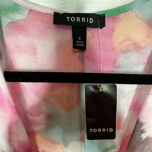 Torrid Kimono Womens 4X Pink Watercolors Chiffon Sheer Lightweight Coverup Beach - Picture 7 of 14