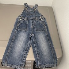 Vintage Gymboree 2T denim jean overalls Boys 2002 Bear Zone Patch VGC