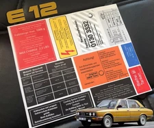Decal Set Stickers For BMW E12 5 SERIES All Models Best Quality