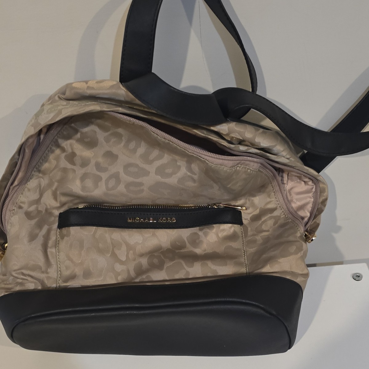 Michael Kors Shearling Backpack with Black Accents Michael Kors Maeve Black Backpack Gold Hardware Zipper  main image 4