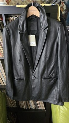 AllSaints Black Deri Leather Blazer