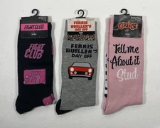 3 Pack Novelty Socks Fight Club Ferris Bueller Grease Fun Gift.