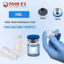 500PCS 1000PCS 3ml Glass Vials Headspace Vials Clear Lab Vials w/ Caps Crimp Top