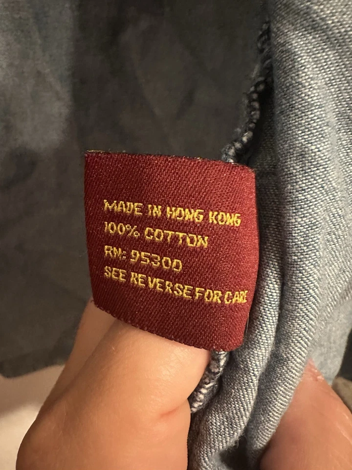 Vintage DG Denim Button-Down Shirt Men’s Medium Long Sleeve Blue Jean Casual 90s - Image 4 of 4