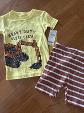 New Carter's Boys Construction Pajama Snug Fit Shorts PJ set Toddler Size 2T